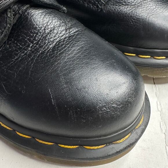 W7 Dr. Martens 1460 Combat Boots Black Leather 8-Eye Lace-Up Moto Grunge Punk - Picture 9 of 12